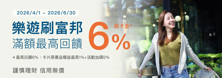 樂遊刷富邦 滿額最高回饋6%