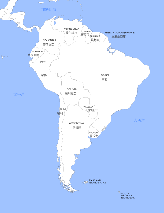 中南美地圖